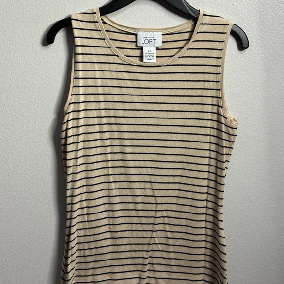LOFT Ann Taylor Women Beige/Black Striped Shirt Size XS‎ - Picture 2 of 6